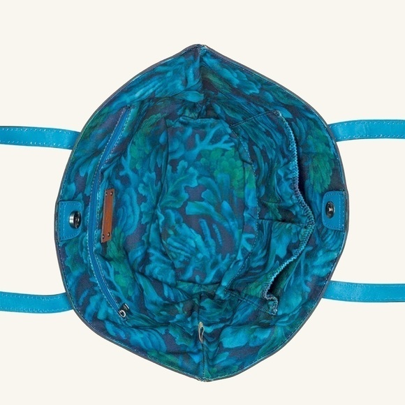 Patricia Nash Leather Marconia Striped Fish Spot Print Tote Bag Matching Scarf - Picture 15 of 16